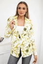 Printed cotton jacket with a button ecru+yellow