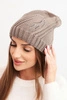 Women's winter hat with wool and rhinestone decoration K480 mocha