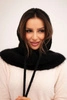 Women's hooded cap with ties and braid weave black