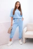 Women's viscose set with short sleeves and trousers blue