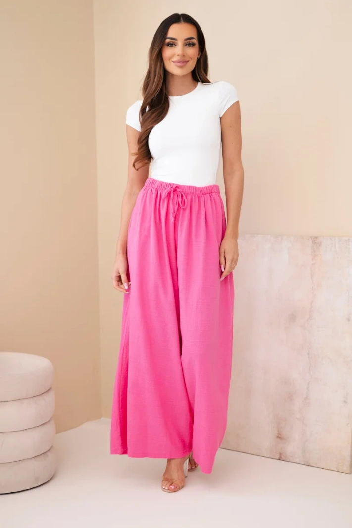Weite Damen-Baumwollhose mit Gummizug in der Taille rosa