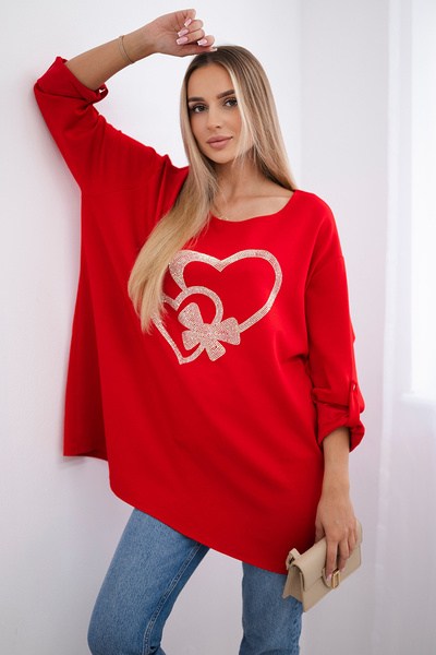 Bluzka z wiskozy plus size czerwona