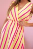 Women's cotton dress with colorful stripes neon yellow