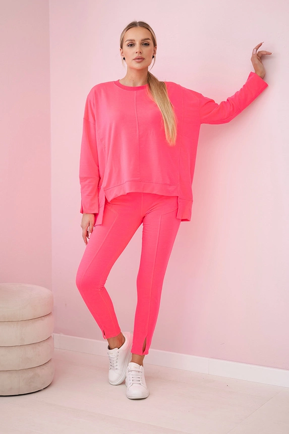 Set mit übergroßer Bluse rosa Neon