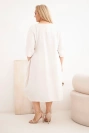 Women's Plus Size viscose dress with pockets short sleeve beige