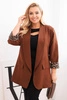 Dámska sako Plus Size s podšívkou v leopardom vzore čokoládová