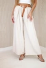 Wide-leg belted trousers light beige