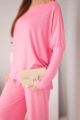 Women's set made of viscose with a loose blouse and pants light pink