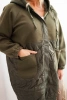 Damen Steppjacke Plus Size mit Kapuze und großen Taschen khaki