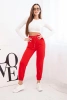Women's cotton pants with an elastic waistband red