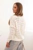 Ladies' openwork sweater with a V-neck and gold buttons ecru