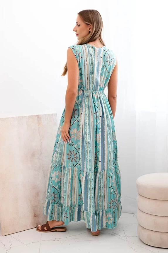 Moteriškas medvilninis apsiaustas su kaklaraiščiu ties juosmeniu turkis