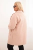 Dámsky kabát Plus Size baranček s vlnou a vreckami pudrová ružová