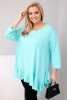 Women's Plus Size blouse with cotton, ruffle, and rolled-up sleeve mint green