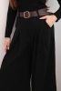 Damenhose mit weitem Bein und Gürtel schwarz