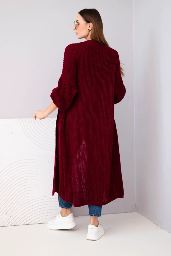 Pullover lange Strickjacke weinrot