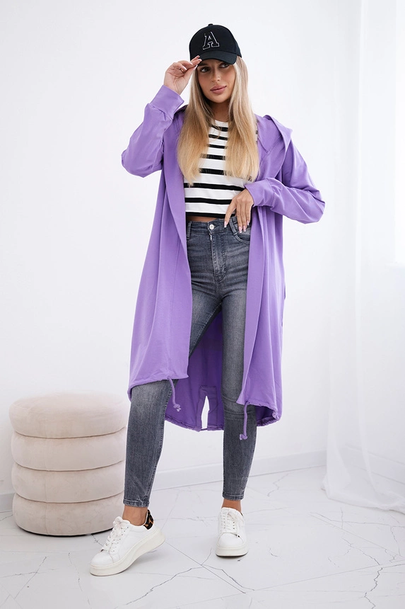 Spausdintas oversize violetinis švarkas