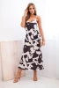 Damenkleid aus Satin mit Trägern mit Animalprint schwarz