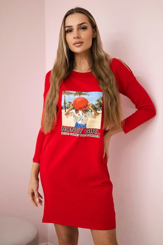Dress with print Honey girl red
