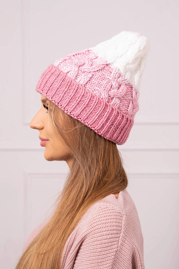 Women's cap Samara K346 powdered pink+ecru