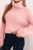 Women's mohair sweater with puff sleeves and a turtleneck dusty pink