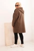 Plus Size women's coat made of faux shearling with a hood and pockets brown