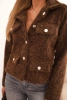 Women's jacket with wool in a fluffy texture and decorative buttons mocha