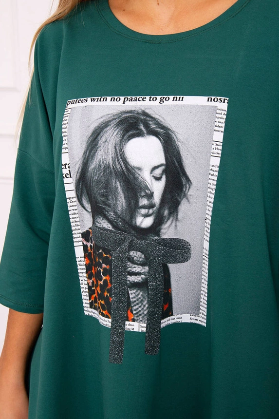 Kleid mit Druck und ausgestelltem Boden grün