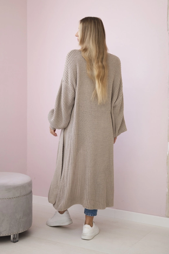 Pullover lange Strickjacke dunkelbeige