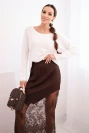 Women's viscose skirt with lace brown