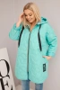 Dámska bunda Plus Size prešívaná s kapucňou a nápisom HOPE mätová