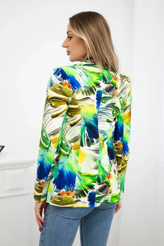 Printed cotton jacket with a button green