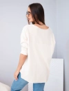Women's cotton oversized blouse with V-neck and extended back beige