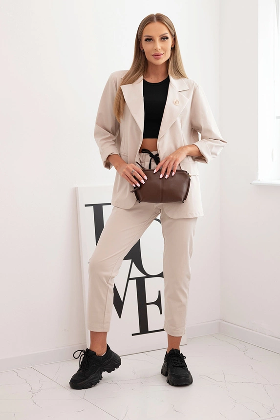 Ladies' set Punto elegant blazer and trousers beige