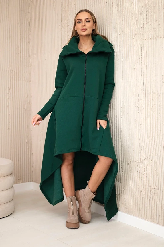 Insulated dress with longer sides dark green