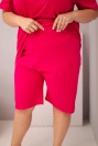 Moteriškas medvilninis Plus Size komplektas su palaidine ir šortais fuksija