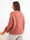 Damen Oversize Pullover mit Bindungen an den Ärmeln dunkelrosa