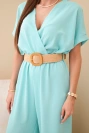 Overalls with a decorative belt at the waist light mint
