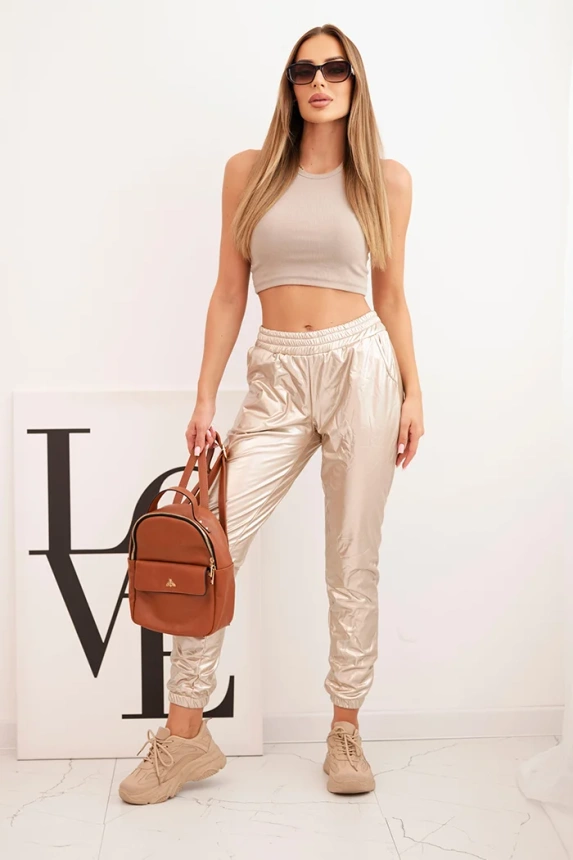 Doppellagige Velourslederhose beige