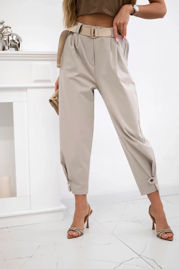 Summer Punto kelnės su kojų užsegimu tamsiai smėlio spalvos