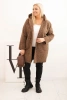 Women's Plus Size coat with a hood and pockets brown