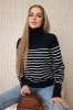 Striped turtleneck sweaterter navy blue