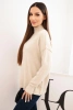 Women's viscose sweater with a ribbed turtleneck and loose fit beige