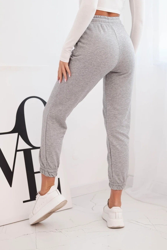 Women's cotton pants with elastic waistband gray