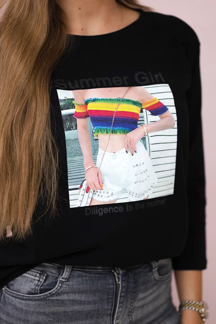 Halenka s potiskem Summer Girl černá