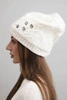 Women's winter wool hat with zirconia and pattern K455 mocha