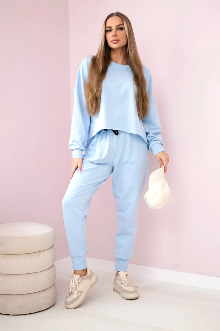 2-teiliges Set Bluse + Hose blau