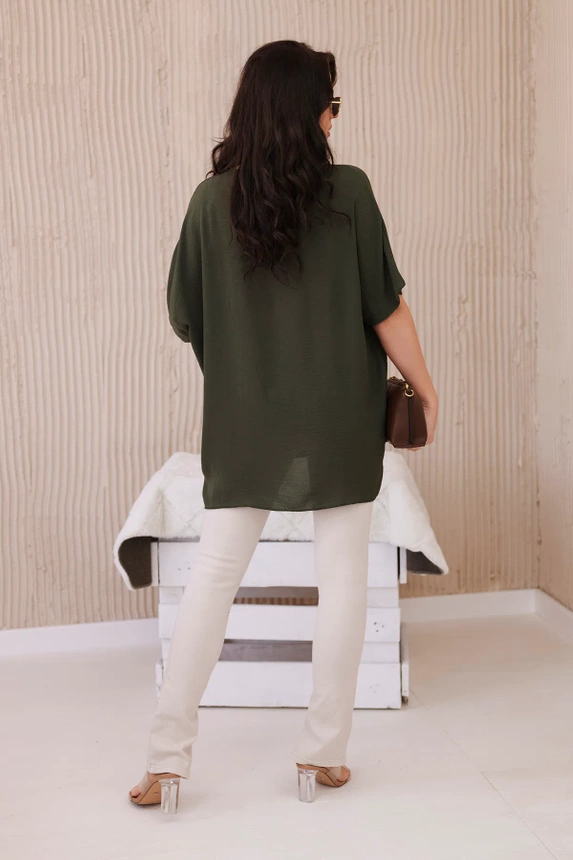Oversized blouse with pendant khaki