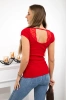 Blouse with lace neckline red