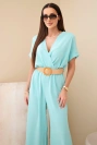 Overalls with a decorative belt at the waist light mint